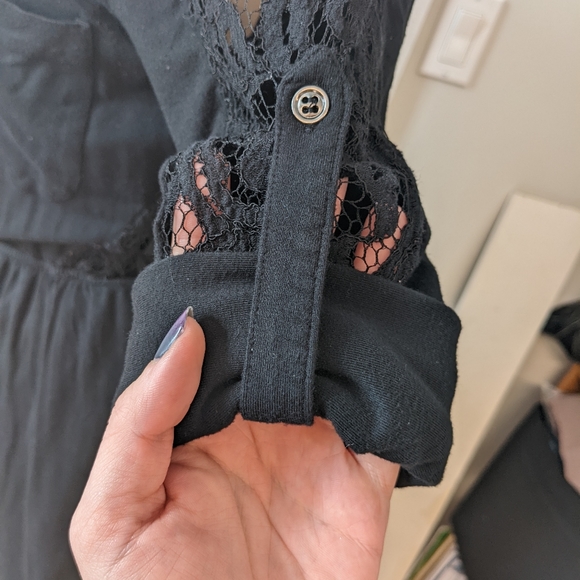 Lace and jersey button front dress - Picture 7 of 9